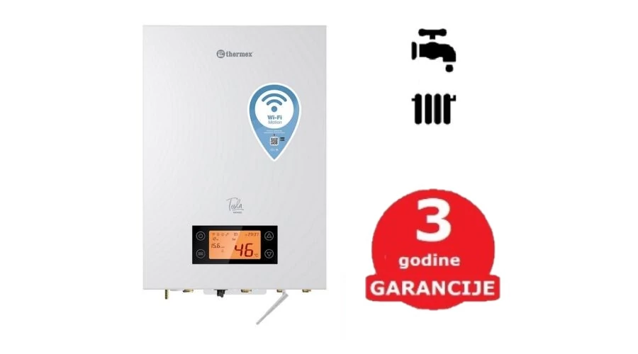 THERMEX TESLA WiFi 6 kW električni kotao za centralno grejanje i uz dodatak PTV rezervoara za pripremu tople vode
