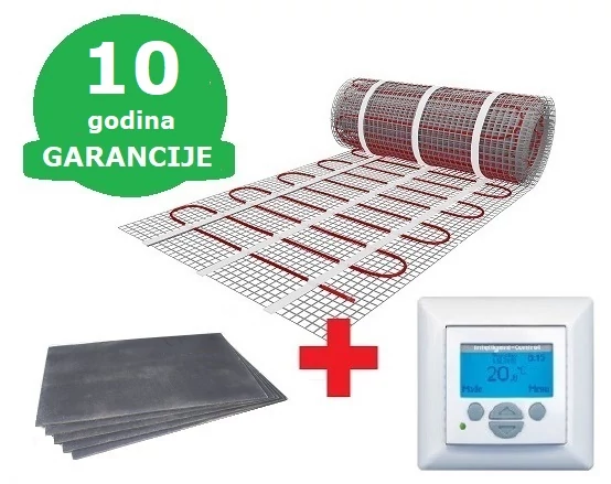  8 m2 U-HEAT grejna mrežica +  8,4 m2 U-HEAT polistirol izolaciona ploča + Intelligent Control digitalni termostat